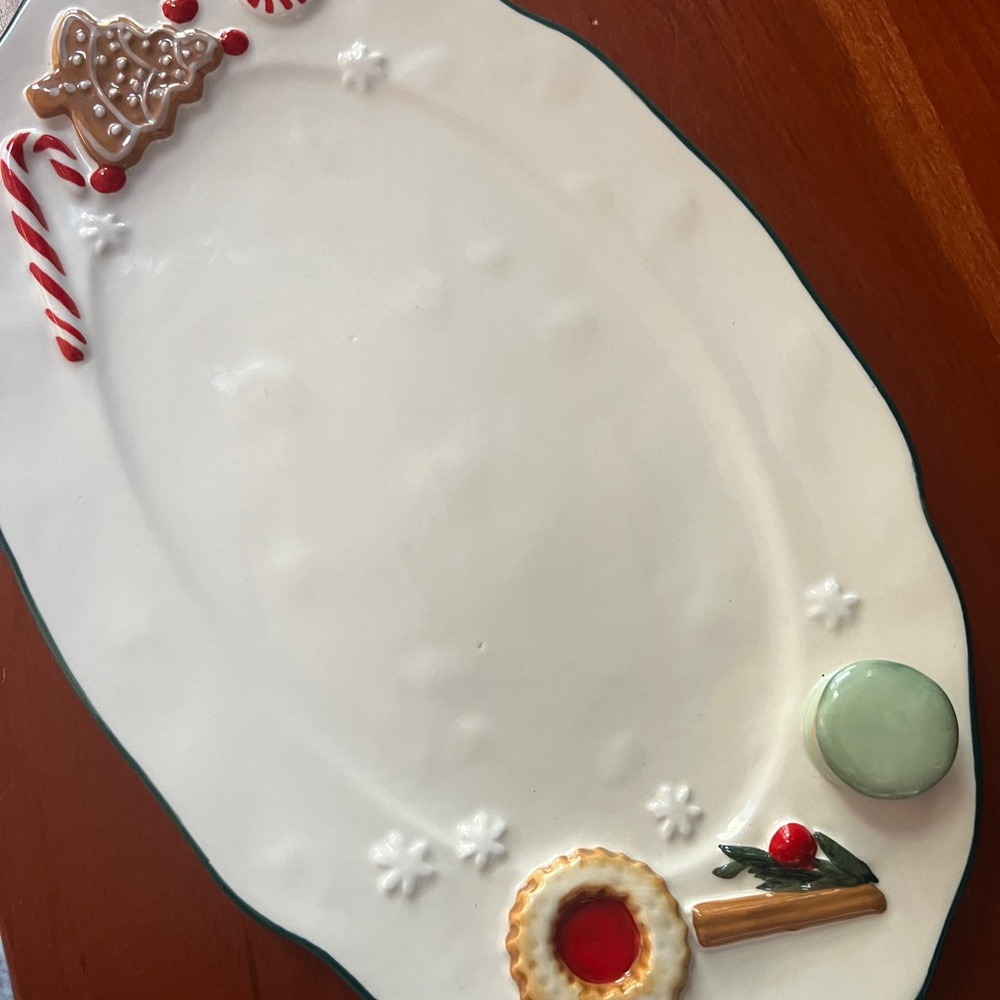 Anthropologie Festive White Serving Platter